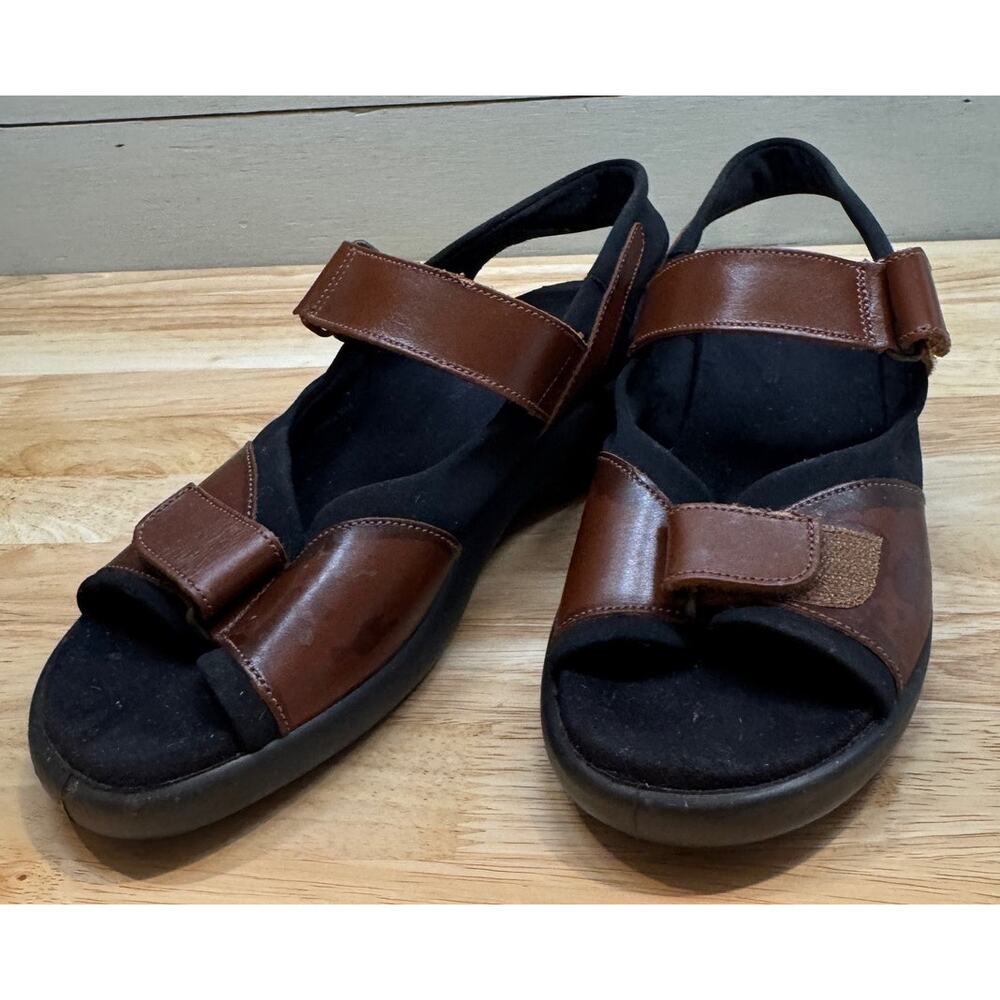 Clarks Women's Leather Suntrek 2 Sandals Brown Adjustable Strap Comfort Size 8